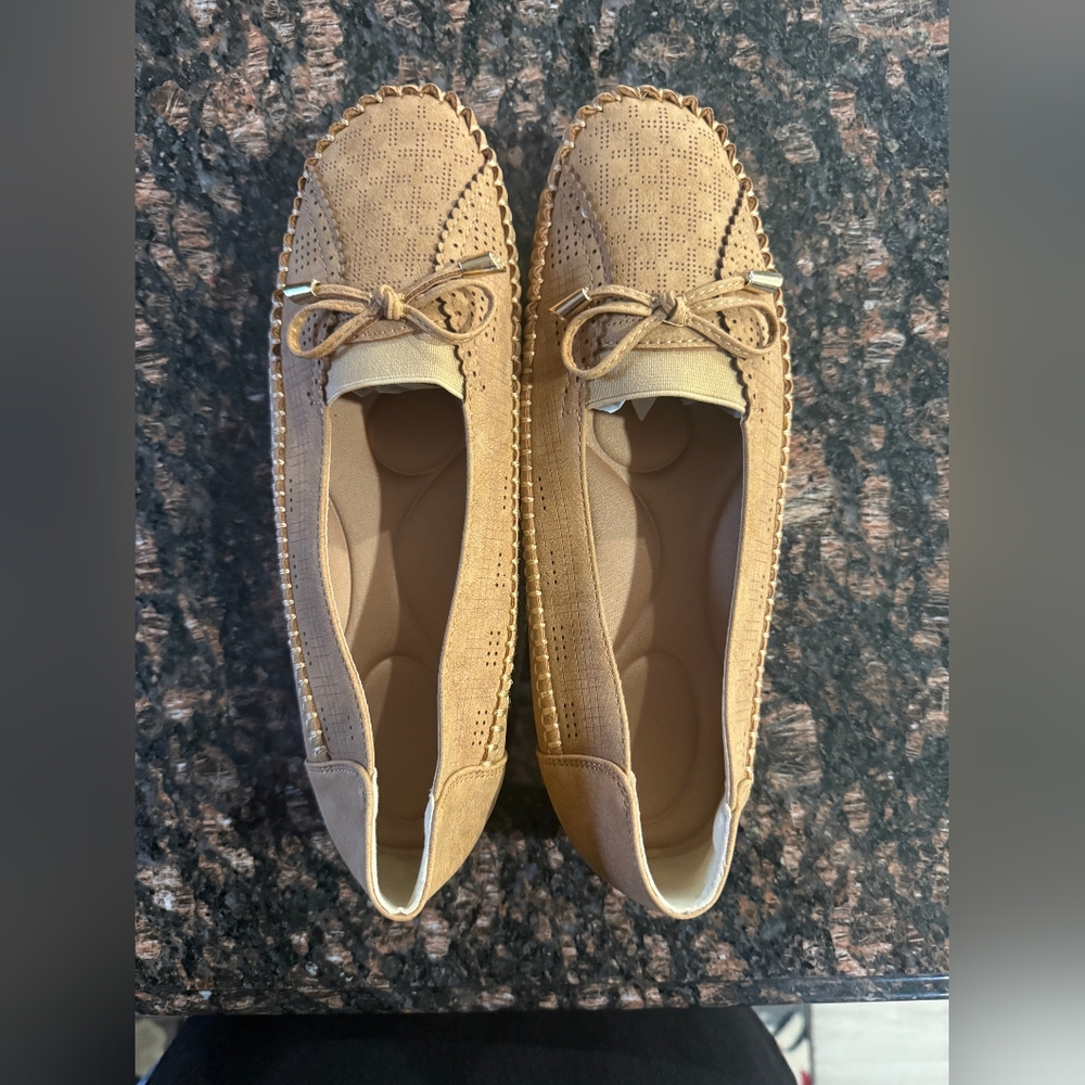 Tan Suede And Leather Loafers